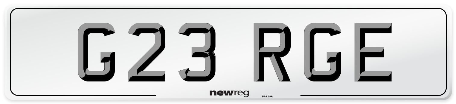 G23 RGE Number Plate from New Reg